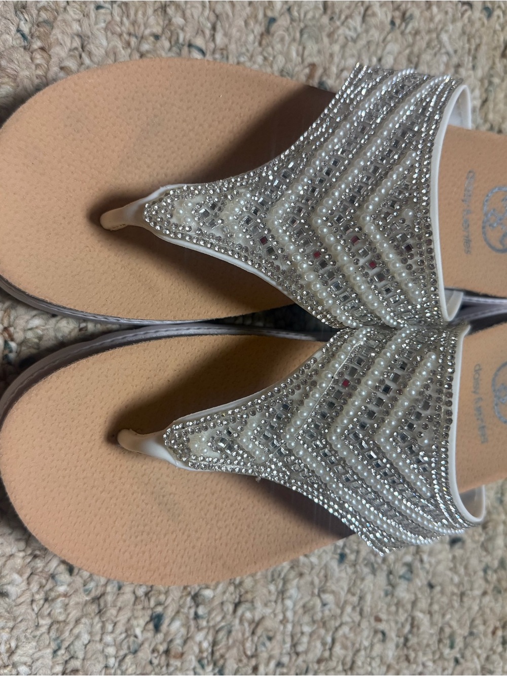 Daisy Fuentes Silver Beaded Thong Sandals